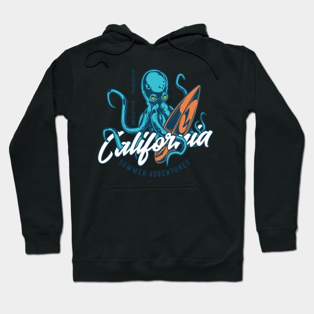 Octopus Surf Club California Hoodie by BrillianD